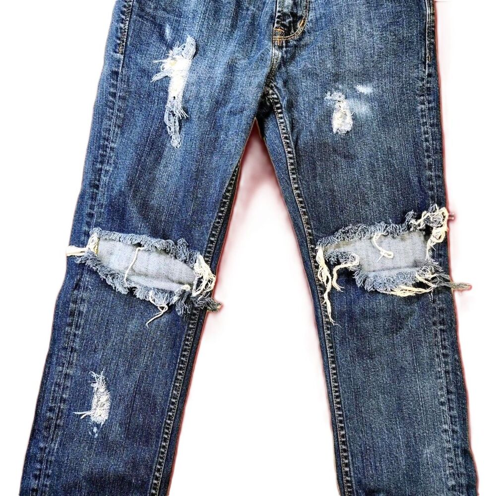 American Eagle Skinny Jeans 28x30 Distressed Ripped Blue Denim Pants